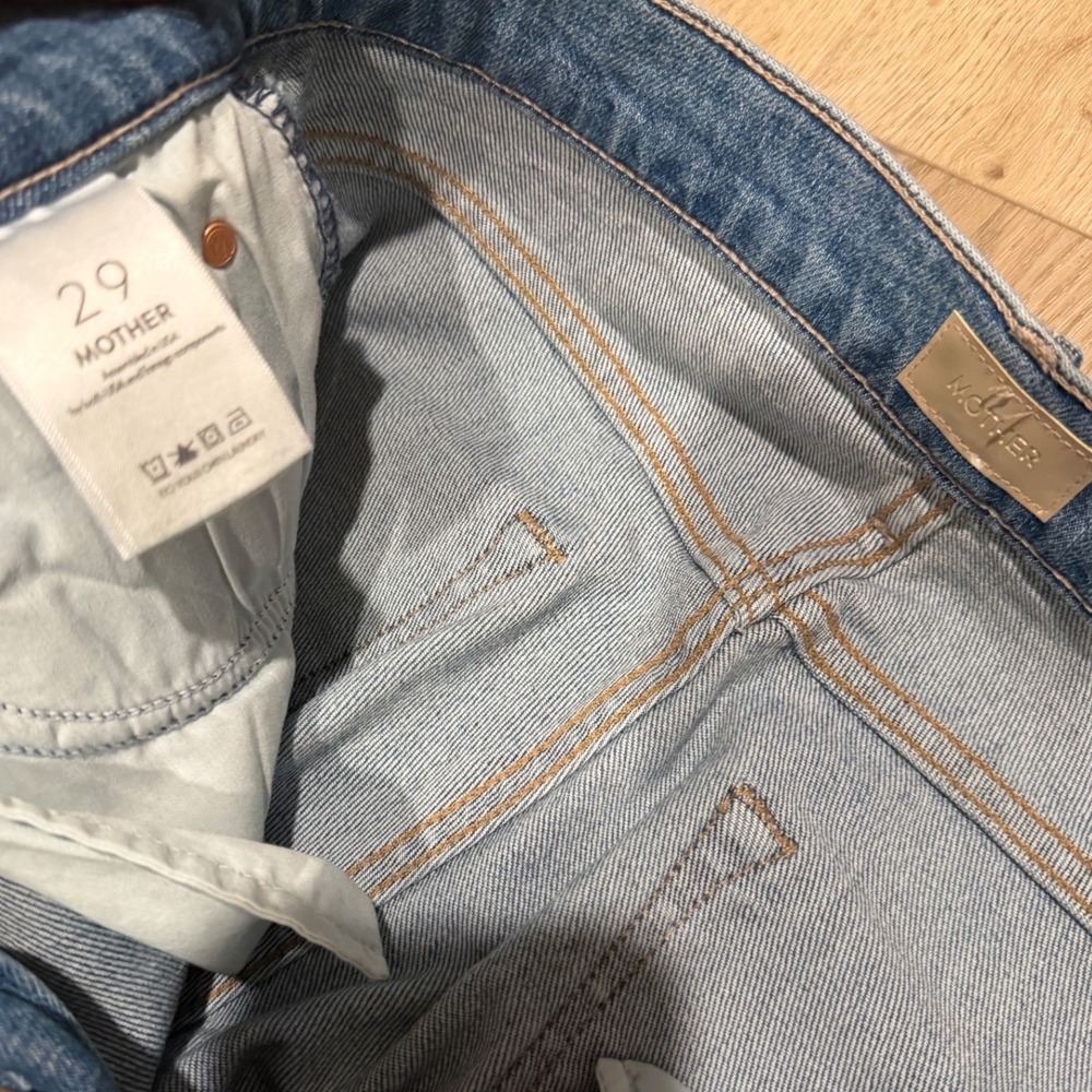 Mother The Pixie Dazzler Ankle Fray Jeans Boogie Down Blue High Rise 29 - Picture 4 of 7